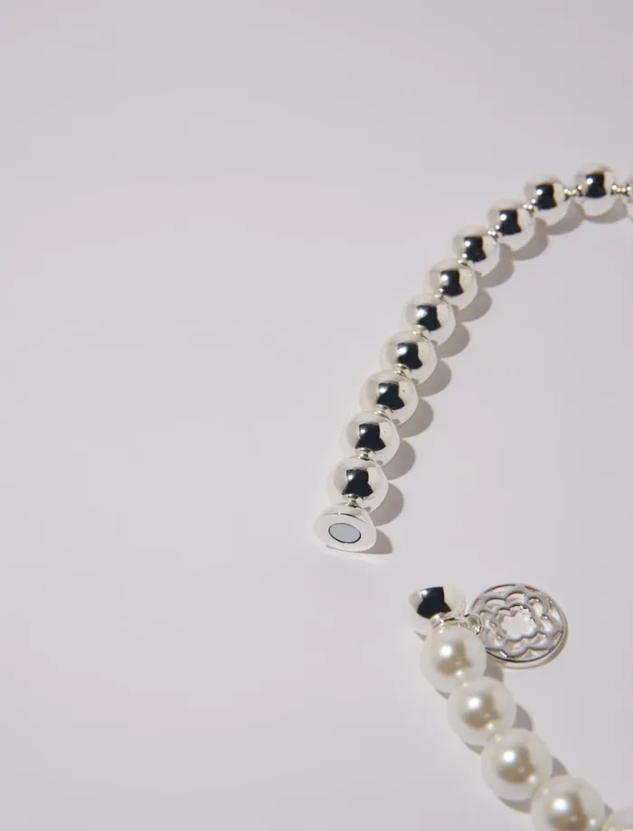 Jewelry Women Maje Mixed Pearl Choker Necklace Silver