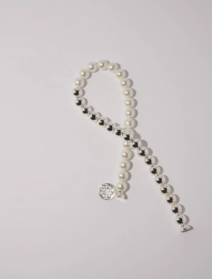 Jewelry Women Maje Mixed Pearl Choker Necklace Silver
