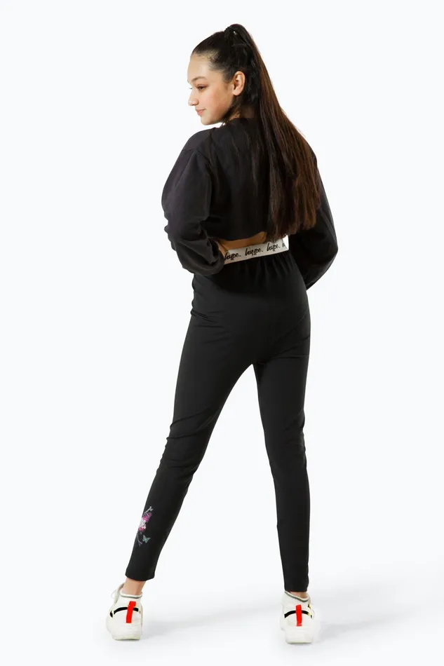 Just Hype Leggings and Bralettes Hype Girls Black Fade Butterfly Leggings