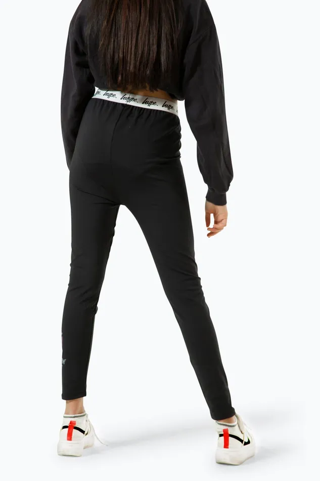 Just Hype Leggings and Bralettes Hype Girls Black Fade Butterfly Leggings
