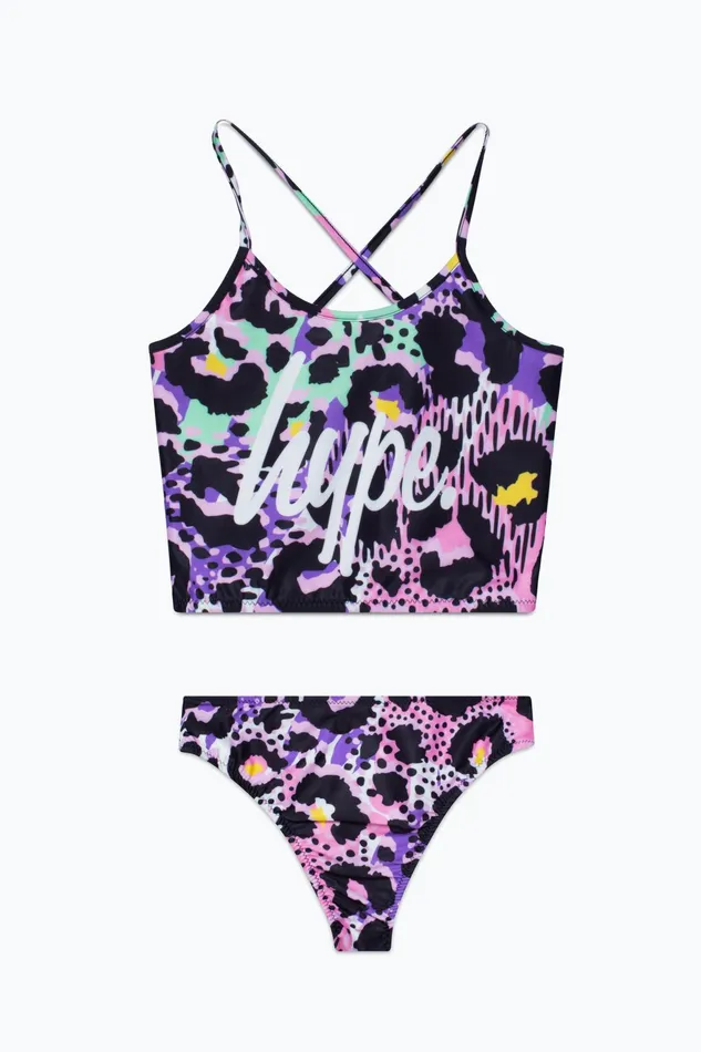 Just Hype Swimwear and Shorts Hype Girls Leopard Script Bikini