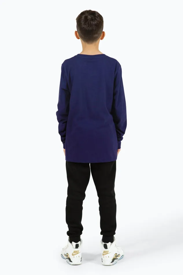 Just Hype TShirts and Vests Hype Boys Navy Script Long Sleeve Tee