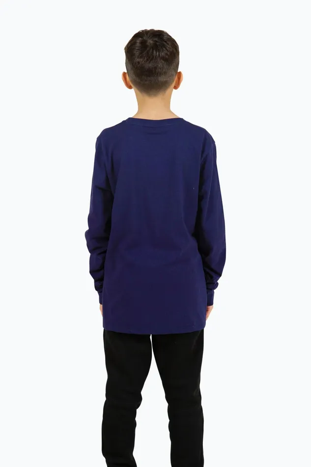 Just Hype TShirts and Vests Hype Boys Navy Script Long Sleeve Tee