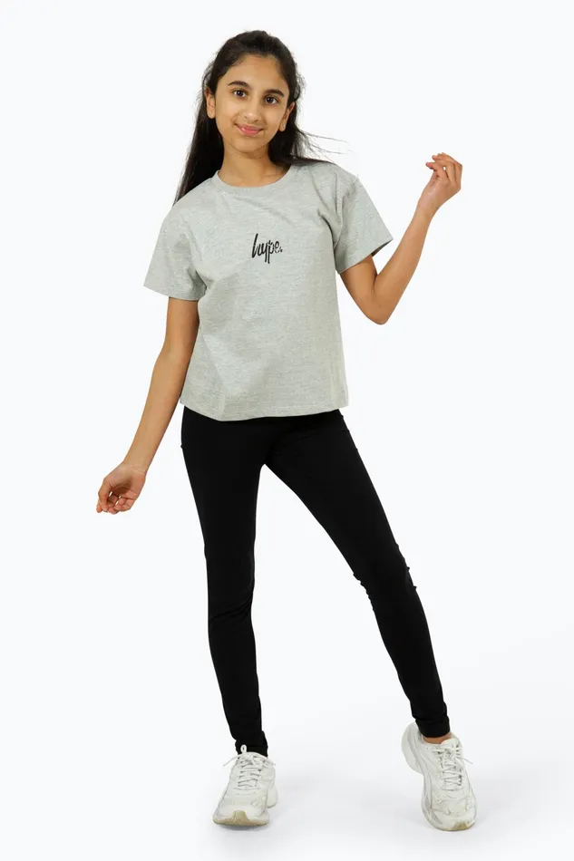 Just Hype TShirts and Vests Hype Girls Grey Marl Cracked Oval TShirt