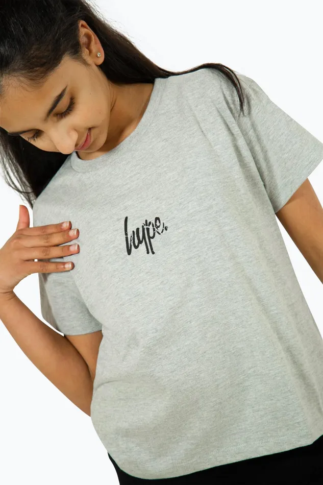 Just Hype TShirts and Vests Hype Girls Grey Marl Cracked Oval TShirt