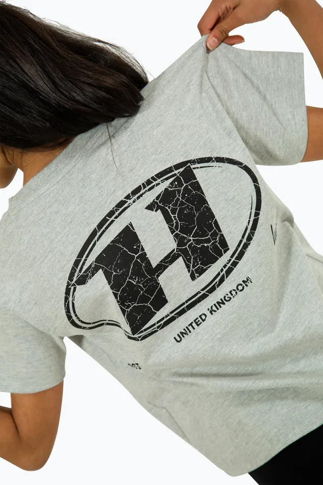 Just Hype TShirts and Vests Hype Girls Grey Marl Cracked Oval TShirt