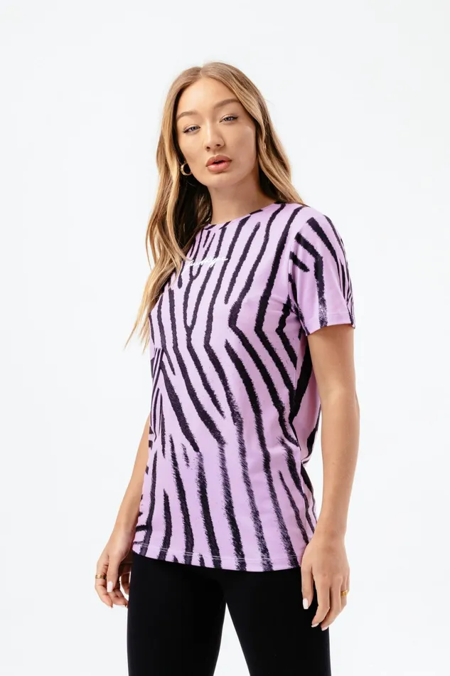 Just Hype Tops and TShirts Hype Womens Lilac Zebra Scribble TShirt