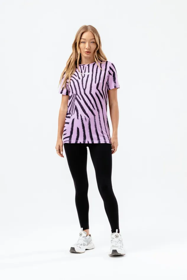 Just Hype Tops and TShirts Hype Womens Lilac Zebra Scribble TShirt