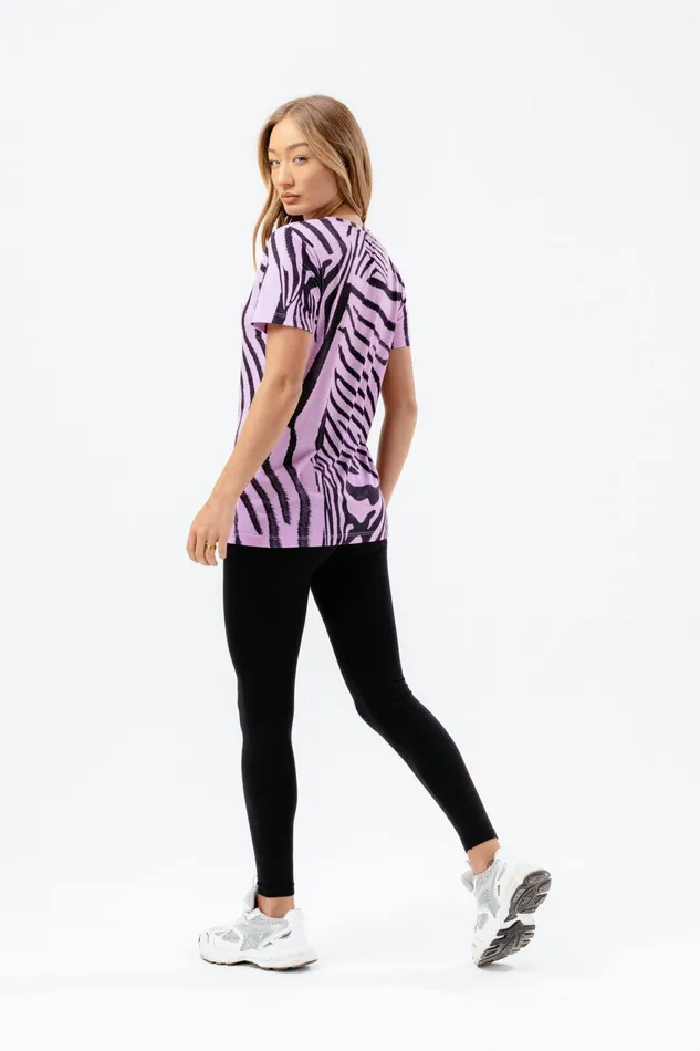 Just Hype Tops and TShirts Hype Womens Lilac Zebra Scribble TShirt