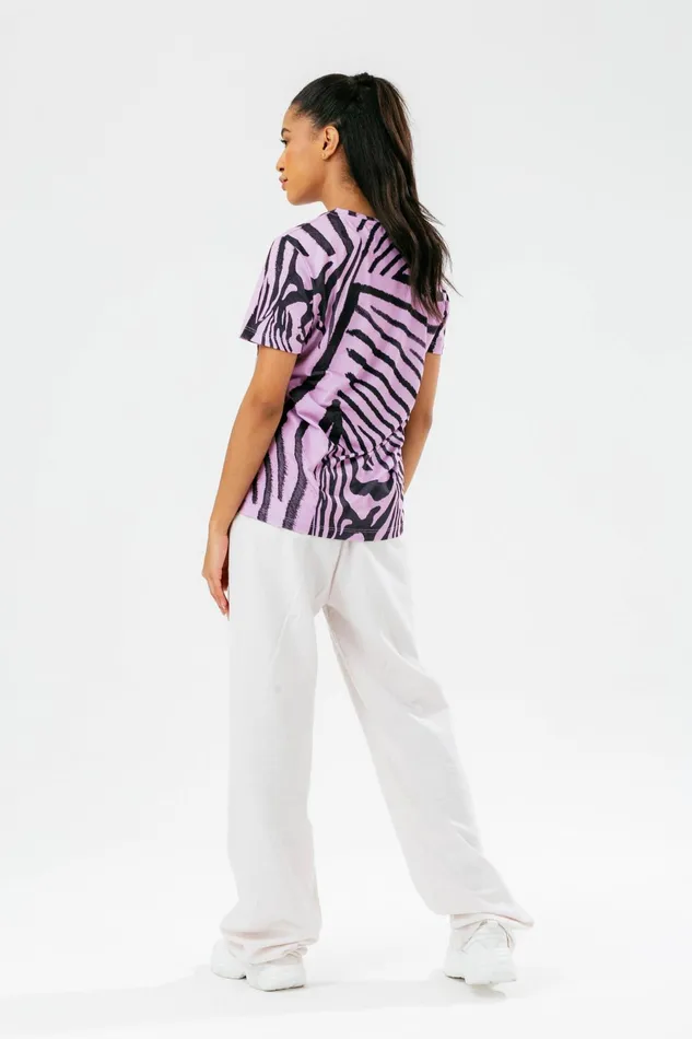 Just Hype Tops and TShirts Hype Womens Lilac Zebra Scribble TShirt