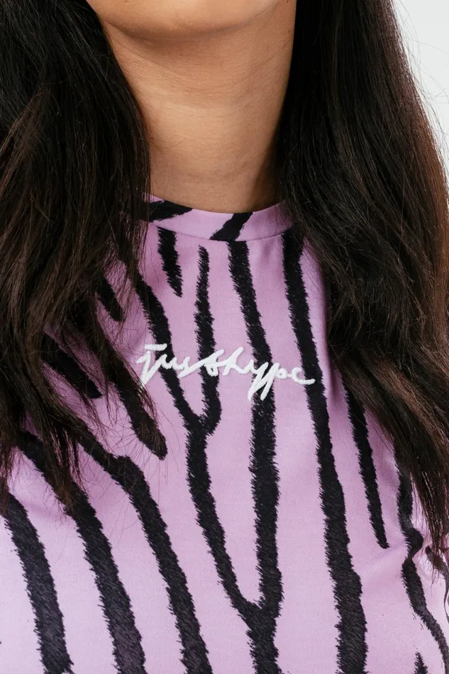 Just Hype Tops and TShirts Hype Womens Lilac Zebra Scribble TShirt
