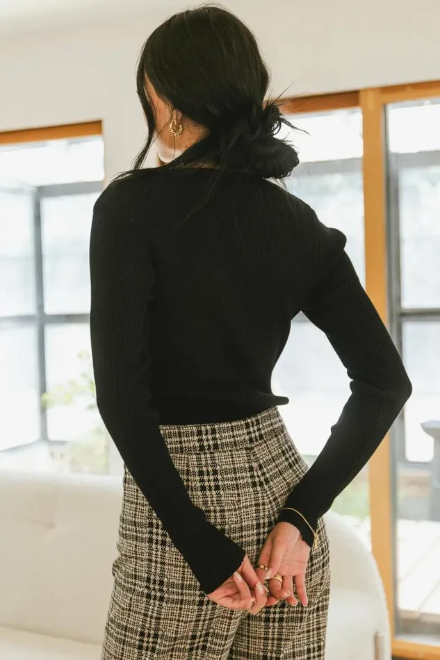 Kali Fitted Ribbed Sweater In Black Black Women Bohme Tees and Tanks