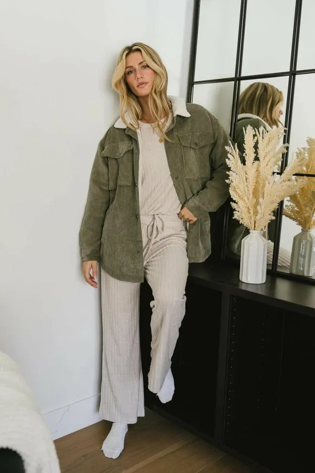 Keiko Ribbed Pants In Cream Cream Women Bohme Sets