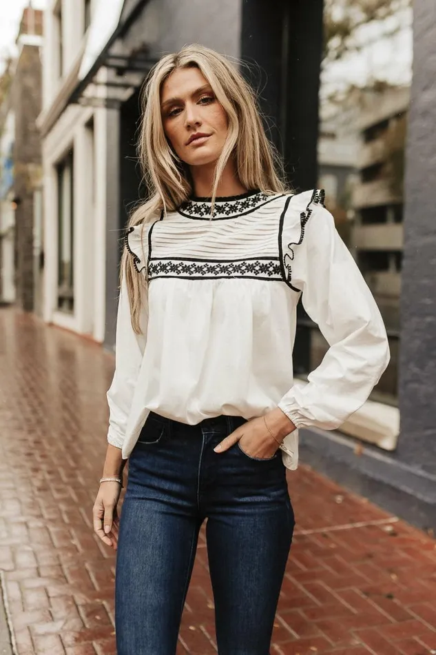 Kelly Embroidered Blouse White Women Bohme Tops