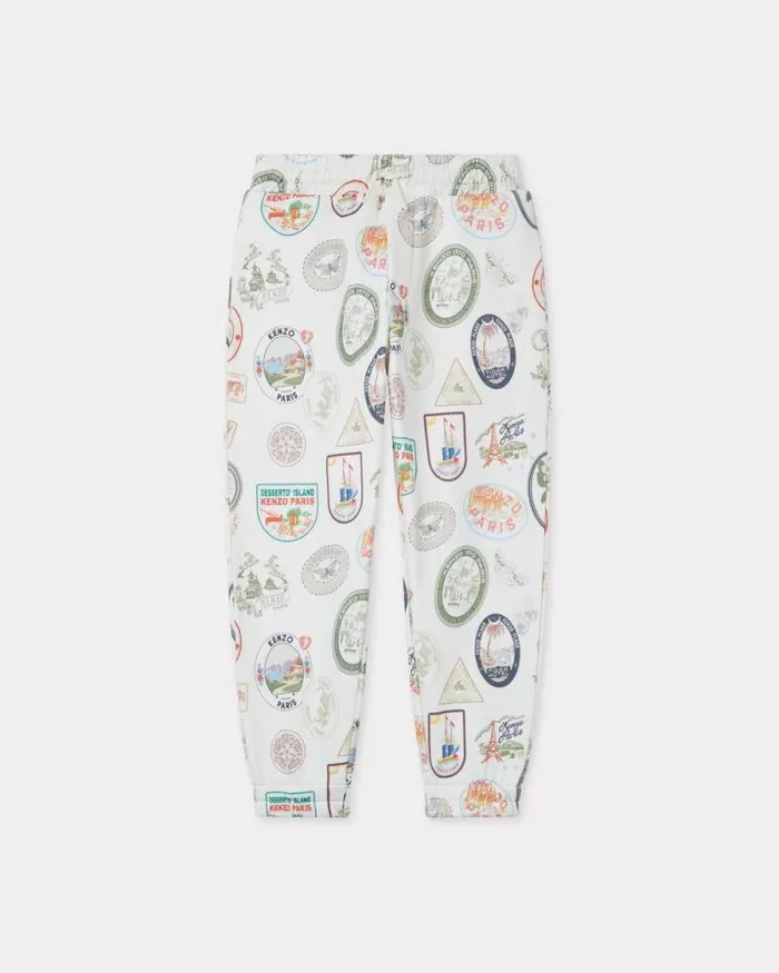 Kids 039KENZO Tour039 Cotton Jogging Bottoms Off White Kenzo Pants And Shorts