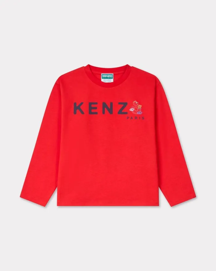 Kids 039Lunar New Year039 Longsleeved Tshirt In Cotton Deep Orange Kenzo Tshirts And Sweatshirts Kids 039Lunar New Year039 Longsleeved Tshirt In Cotton Deep Orange Kenzo Tshirts And Sweatshirts