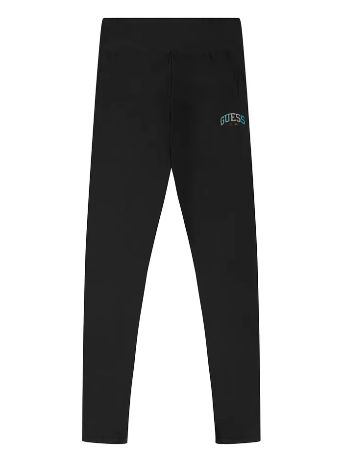 Kids Big Girl GUESS Black Coloured Logo Leggings 716