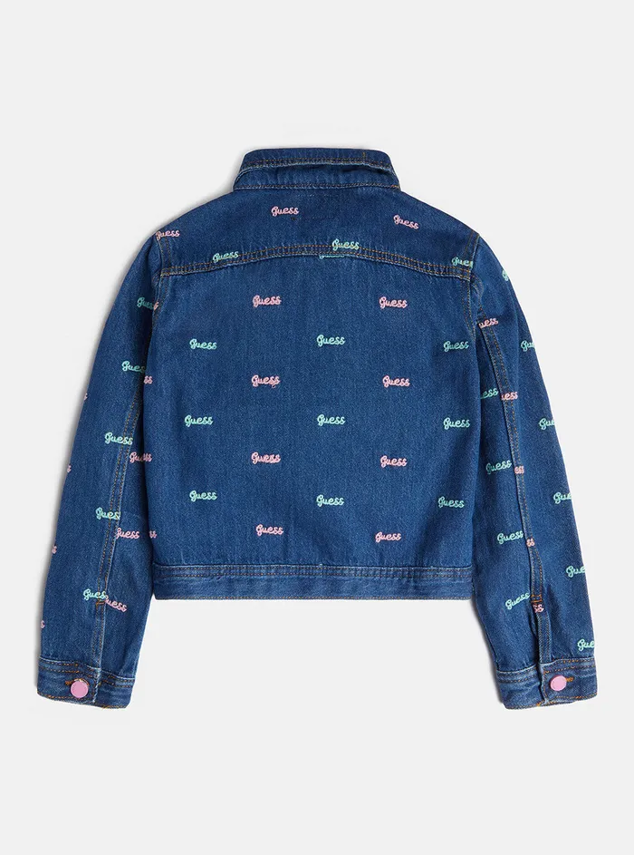 Kids Big Girl GUESS Denim Pastel Logo Jacket 716 Kids Big Girl GUESS Denim Pastel Logo Jacket 716