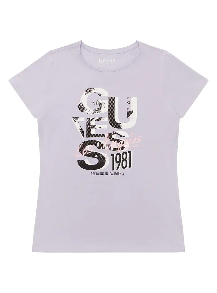 Kids Big Girl GUESS Purple California Logo Tshirt 716