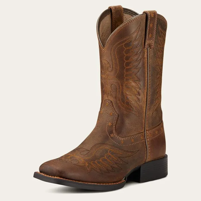 Kids Big Kids039 Footwear Ariat Honor Western Boot Distressed Brown