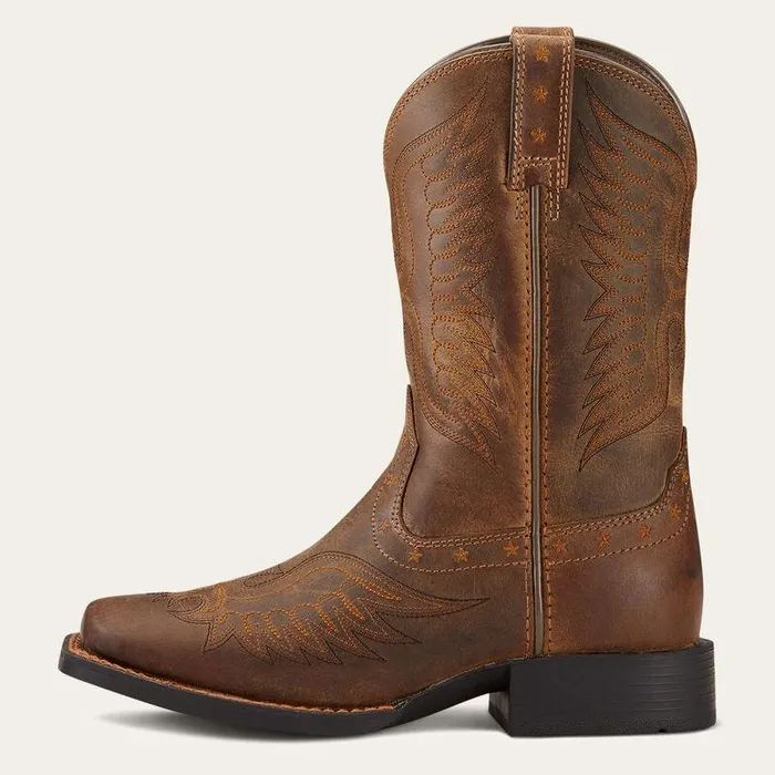 Kids Big Kids039 Footwear Ariat Honor Western Boot Distressed Brown