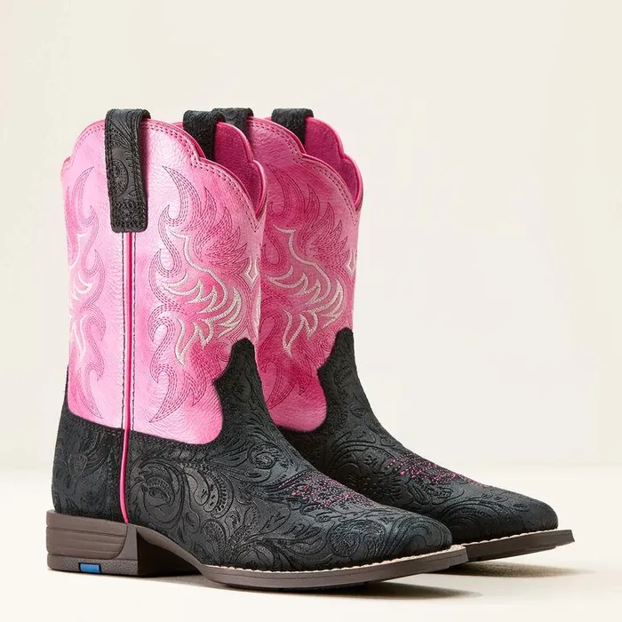 Kids Big Kids039 Footwear Ariat Outrider Black Floral Embosspainted Peony