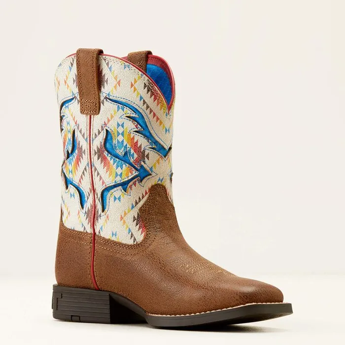 Kids Big Kids039 Footwear Ariat San Angelo VentTEK Western Boot Toasty Tanbright Saddle Blanket