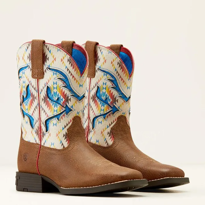 Kids Big Kids039 Footwear Ariat San Angelo VentTEK Western Boot Toasty Tanbright Saddle Blanket
