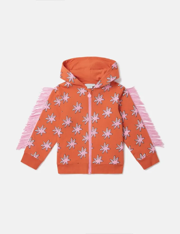 Kids Bright Stars Fringe Zipper Sweatshirt Multicolor Orange Stella McCartney Sweaters and Cardigans Kids Bright Stars Fringe Zipper Sweatshirt Multicolor Orange Stella McCartney Sweaters and Cardigans