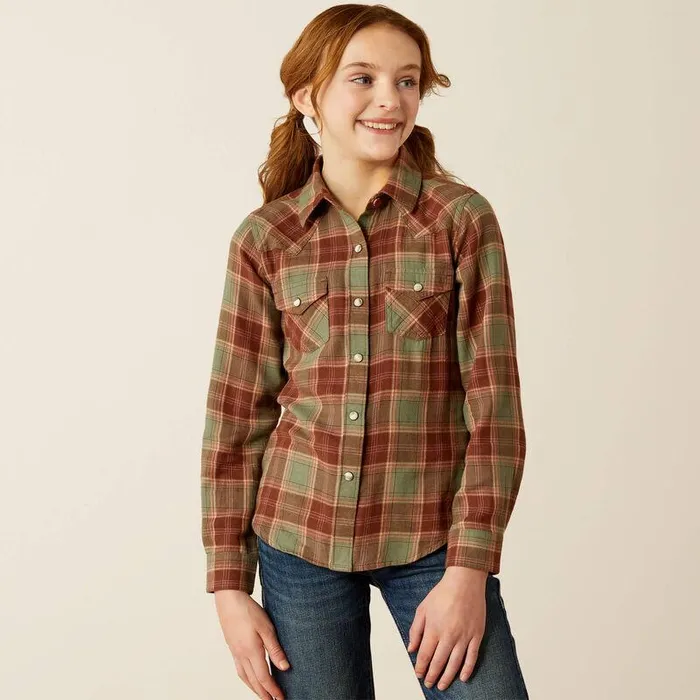 Kids Button Down Shirts Ariat Ava Plaid Shirt Oakwood Plaid