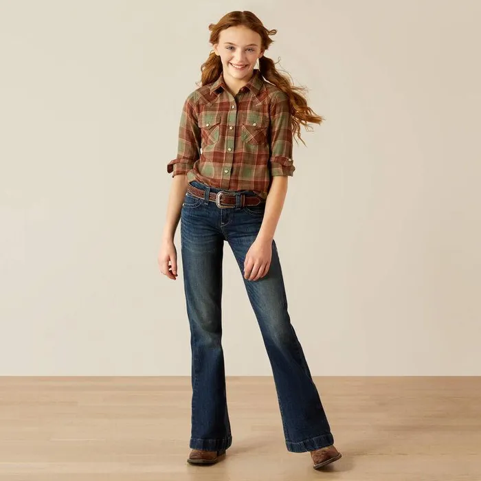 Kids Button Down Shirts Ariat Ava Plaid Shirt Oakwood Plaid