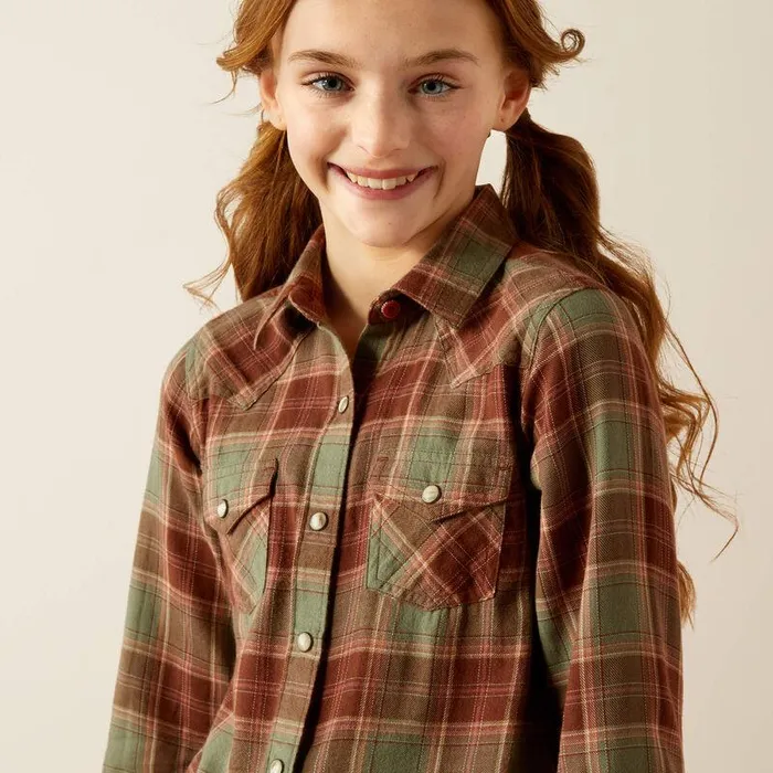 Kids Button Down Shirts Ariat Ava Plaid Shirt Oakwood Plaid