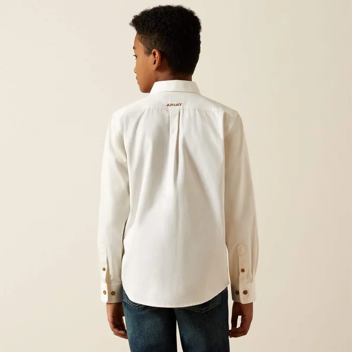 Kids Button Down Shirts Ariat Solid Twill Classic Fit Shirt White