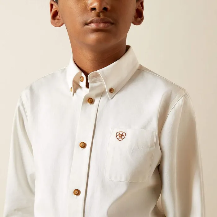 Kids Button Down Shirts Ariat Solid Twill Classic Fit Shirt White
