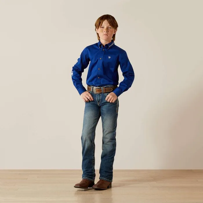 Kids Button Down Shirts Ariat Team Logo Twill Classic Fit Shirt Ultramarineandwhite Kids Button Down Shirts Ariat Team Logo Twill Classic Fit Shirt Ultramarineandwhite
