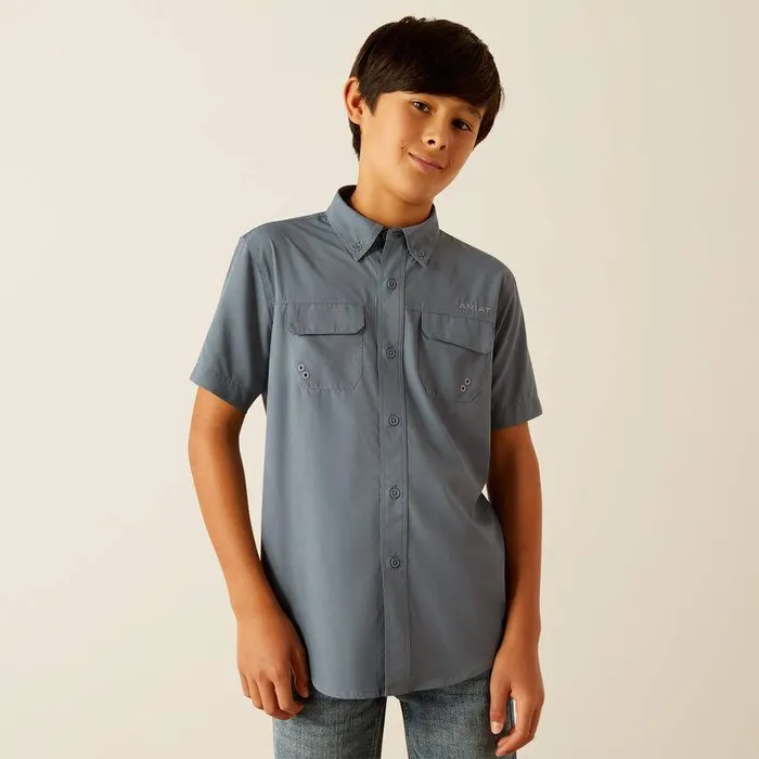 Kids Button Down Shirts Ariat VentTEK Outbound Classic Fit Shirt Newsboy Blue