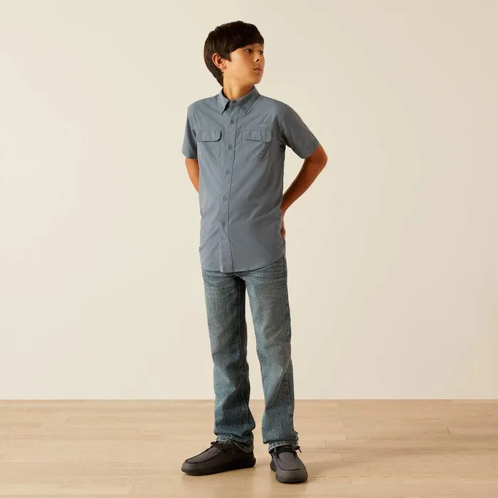Kids Button Down Shirts Ariat VentTEK Outbound Classic Fit Shirt Newsboy Blue Kids Button Down Shirts Ariat VentTEK Outbound Classic Fit Shirt Newsboy Blue