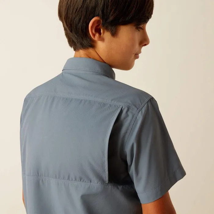 Kids Button Down Shirts Ariat VentTEK Outbound Classic Fit Shirt Newsboy Blue Kids Button Down Shirts Ariat VentTEK Outbound Classic Fit Shirt Newsboy Blue