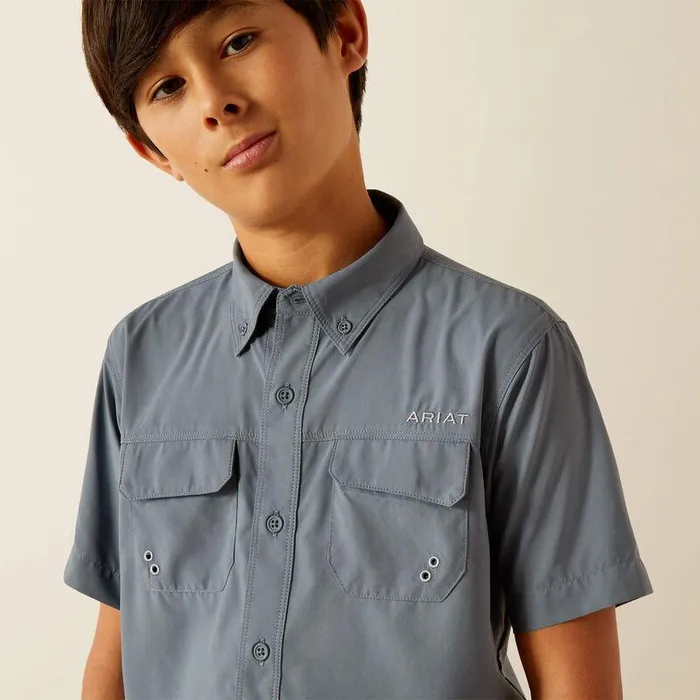 Kids Button Down Shirts Ariat VentTEK Outbound Classic Fit Shirt Newsboy Blue Kids Button Down Shirts Ariat VentTEK Outbound Classic Fit Shirt Newsboy Blue