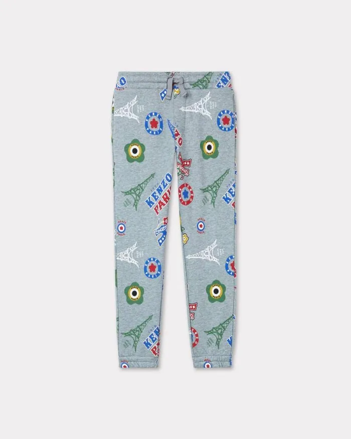 Kids Cotton Jogging Trousers Misty Grey Kenzo Pants And Shorts