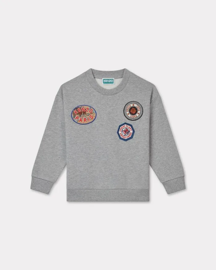 Kids Embroidered 039KENZO Tour039 Sweatshirt Misty Grey Kenzo Tshirts And Sweatshirts