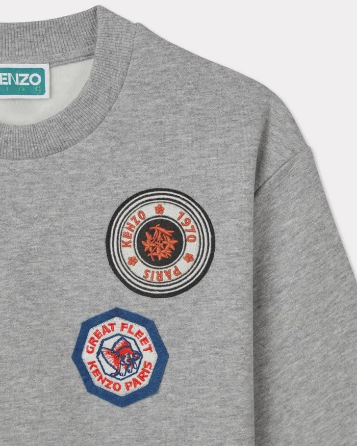 Kids Embroidered 039KENZO Tour039 Sweatshirt Misty Grey Kenzo Tshirts And Sweatshirts
