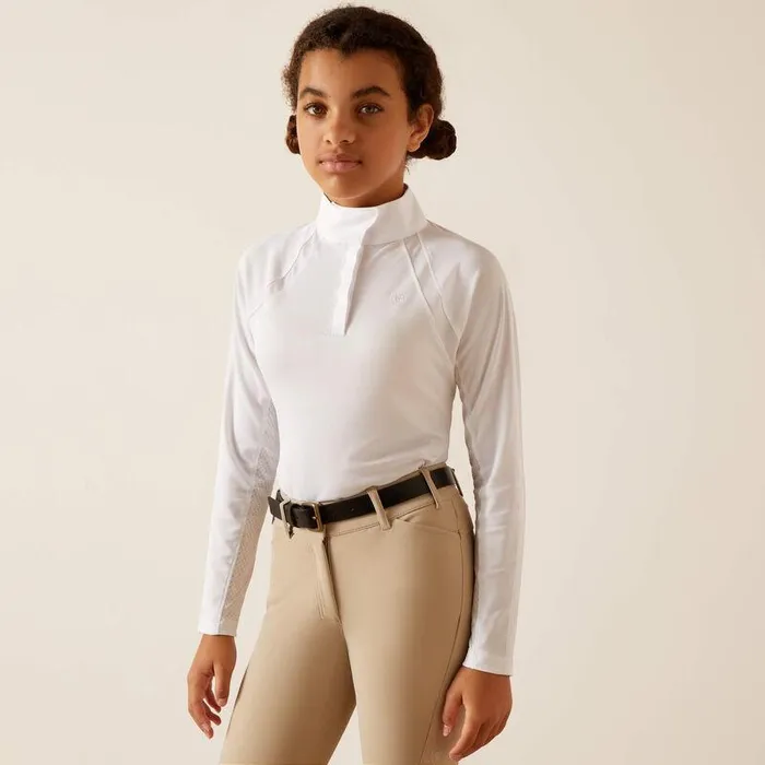 Kids English Riding Clothing Ariat Sunstopper 30 Show Shirt White