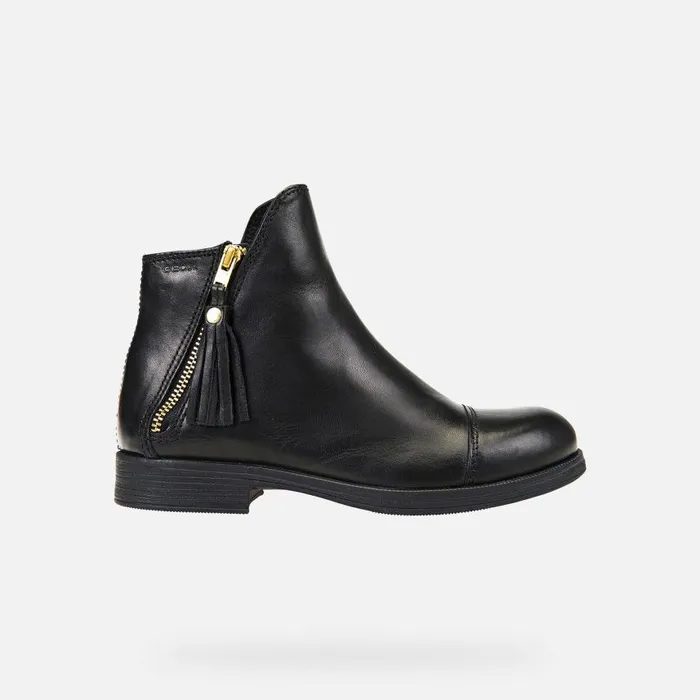 Kids Geox Ankle Boots AGATA C Leather Ankle Boots Black Junior Girl Geox Black