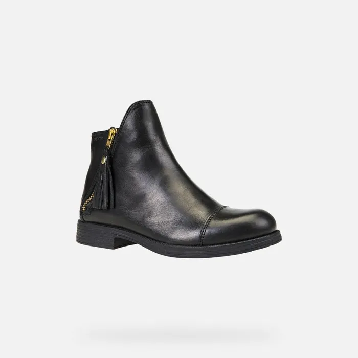 Kids Geox Ankle Boots AGATA C Leather Ankle Boots Black Junior Girl Geox Black