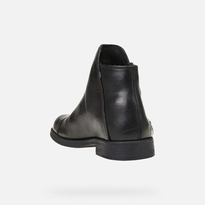 Kids Geox Ankle Boots AGATA C Leather Ankle Boots Black Junior Girl Geox Black