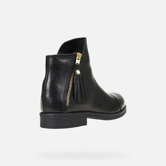 Kids Geox Ankle Boots AGATA C Leather Ankle Boots Black Junior Girl Geox Black