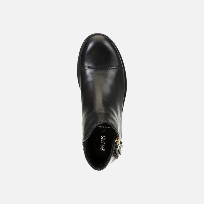 Kids Geox Ankle Boots AGATA C Leather Ankle Boots Black Junior Girl Geox Black