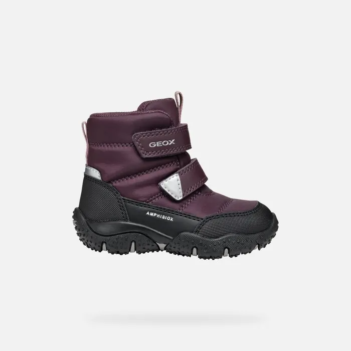 Kids Geox Ankle Boots BALTIC ABX BABY Dark BurgundyBlack Waterproof Boots Dark Burgundyblack
