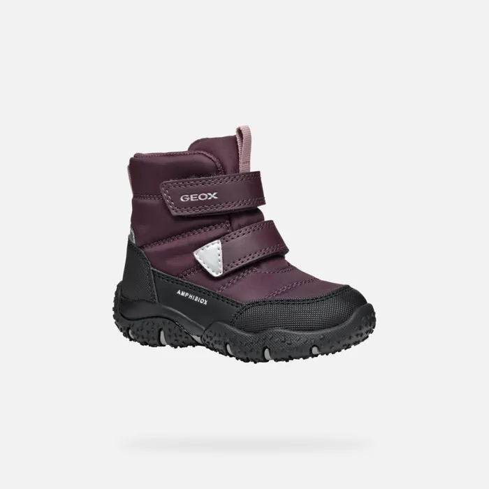Kids Geox Ankle Boots BALTIC ABX BABY Dark BurgundyBlack Waterproof Boots Dark Burgundyblack